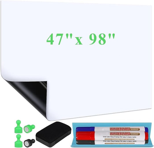 White Board Sticker Adhesive Backing, Include Markers, Eraser by Qiytecno