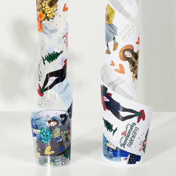 WT Fiery Dream Wide PET Tape, Single Roll, Original Fashion Girl Character - Image 4