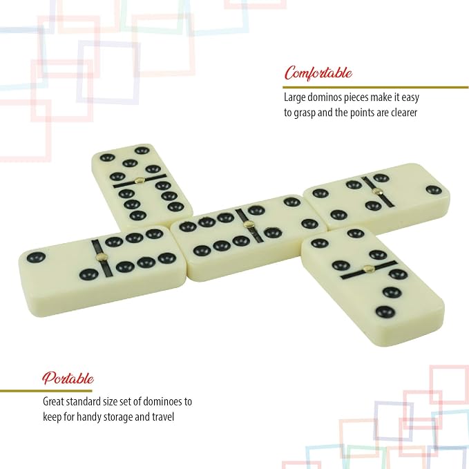 ERLLE - Dominoes Set, Premium Classic 28-Piece Double Six Domino Set - Image 5