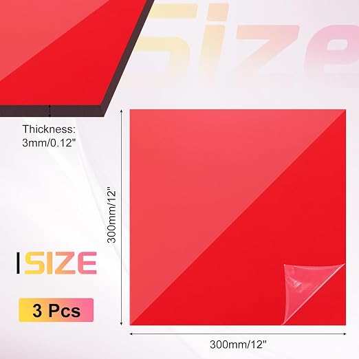uxcell 3Pcs Acrylic Sheets 12x12 Inch Acrylic Panel 1/8 Inch-3mm Plastic Board - Image 2