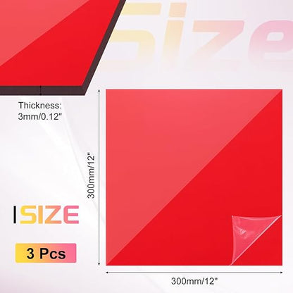 uxcell 3Pcs Acrylic Sheets 12x12 Inch Acrylic Panel 1/8 Inch-3mm Plastic Board - Image 2
