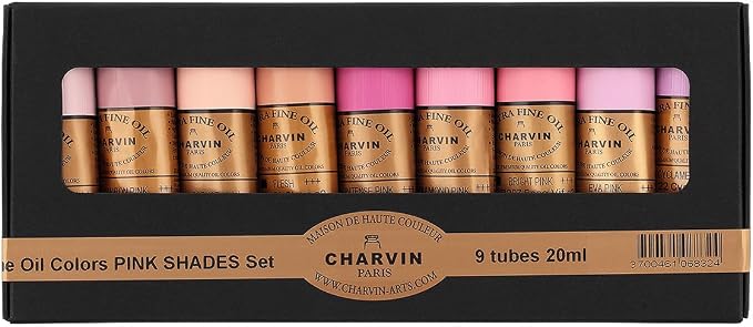 Charvin Extra Fine Professional Artist Oil Paint Set of 9 Shades of Pink - 20ml by Unknown