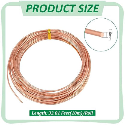 BENECREAT 32.81 Feet Solid Copper Wire, 14 Gauge Round Soft Pure Wire - Image 2