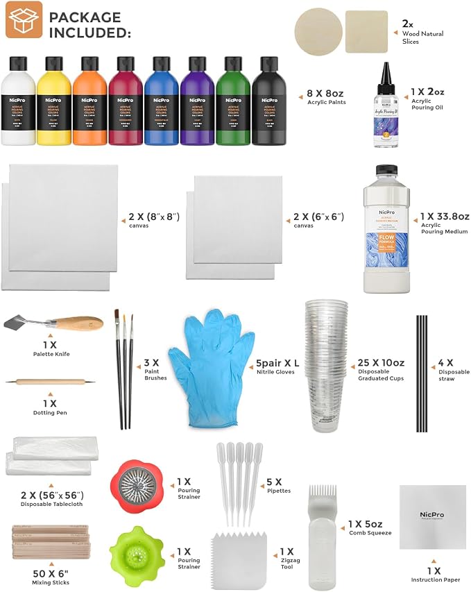 Nicpro Large Bulk Acrylic Pouring Paint, Art Starter Supplies - Image 2