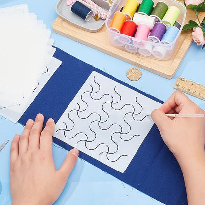 FREEBLOSS 12Pcs Sashiko Stencils Sashiko Embroidery PET Template Drawing Line - Image 6