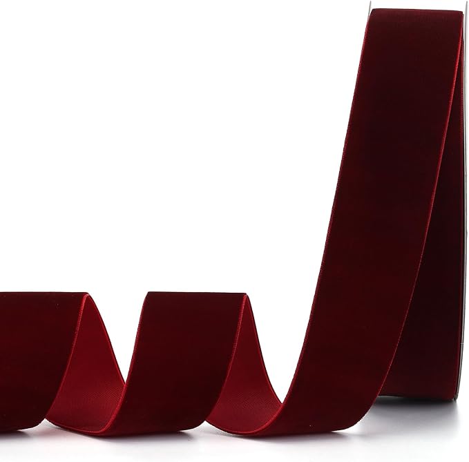 Burgundy Velvet Ribbon, Hair Bows, Handmade Craft and Christmas, Wedding by Lemon+Park