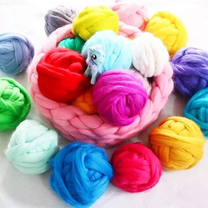 3.53oz Wool Roving Yarn, Fiber Roving Wool Top, Needle Felting Supplies - Image 6