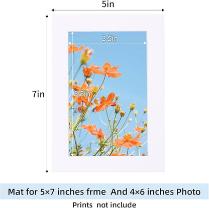 HOTUO 10 Pack 5x7 White Picture Mats, 4 Ply Thickness Frame Mattes - Image 2