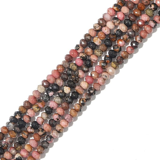 Natural Rhodochrosite Beads 4x2mm 120pcs Faceted Rondelle Loose Semi Gemstone by Beadia