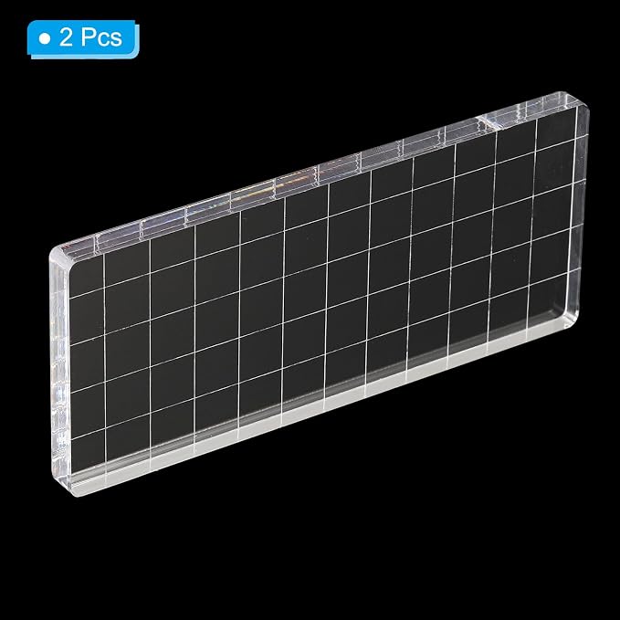 PATIKIL 5" x 2" Acrylic Stamp Block, 2 Pack Clear Stamping Block - Image 3