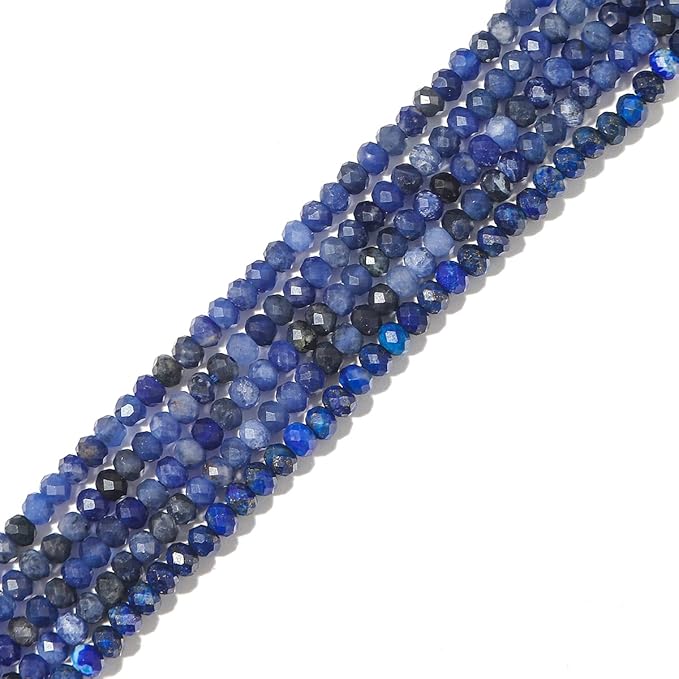 Natural Blue Sodalite Beads 4x2mm 120pcs Faceted Rondelle Loose Semi Gemstone by Beadia