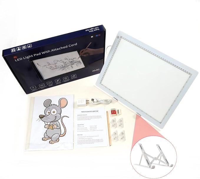 A3 Light Pad with Foldable Stand, UL Certified Adapter, 8000 Lux Super Bright - Image 7