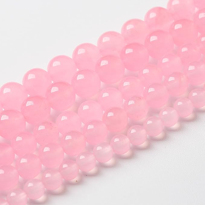 10mm 36pcs Natural Light Pink Chalcedony Stone Beads - Image 2