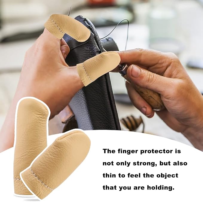 3 Pairs Leather Finger Protector Needle Felting Knitting Finger Thimble Guards - Image 6