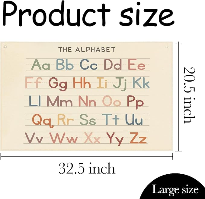 Alphabet Banner Playroom Decor Banner Canvas 21 in x 33 in Hanging Flag Perfect - Image 4