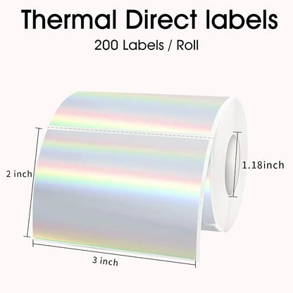 3x2 Inch Holographic Thermal Labels, Glitter Silver Thermal Sticker Labels - Image 4