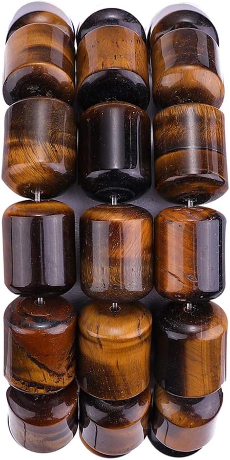 Natural Yellow Tiger Eye Cylinder Stone Loose Semi Gemstone Beads by Beadia