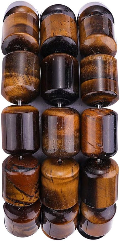 Natural Yellow Tiger Eye Cylinder Stone Loose Semi Gemstone Beads by Beadia