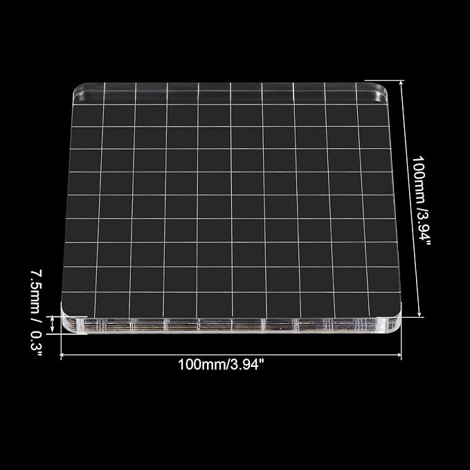 PATIKIL 4" x 4" Acrylic Stamp Block, 2 Pack Clear Stamping Block - Image 2