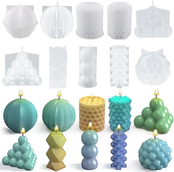 10 Pcs Geometric Candle Mold, Unique Candle Molds by Unknown