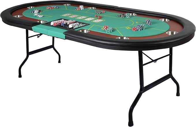 Upgrade 84" Folding Poker Table, 10 Players Oval Card Table by DCDICLASSE