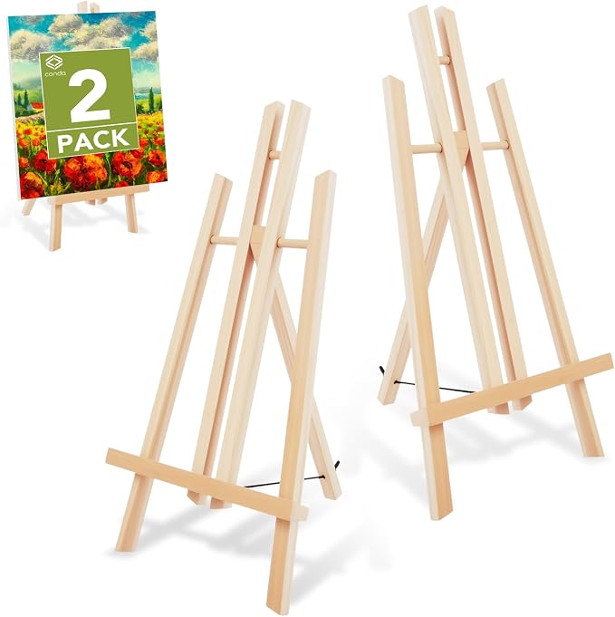 Conda 2 Pack 17 Inch Wooden Tabletop Easel Stand, A-Frame Art Painting Easel by CONDA