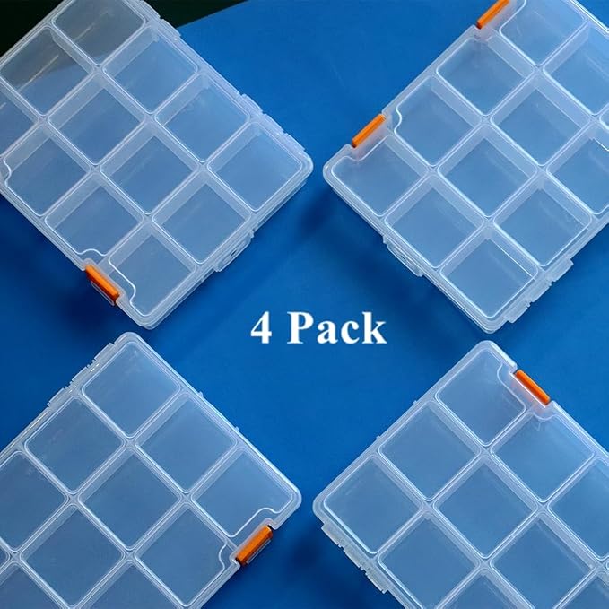BangQiao 4 Pack 12 Grids Clear Plastic Storage Box - Image 7