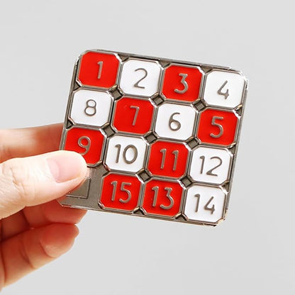 Metal Number Slide 15 Puzzle Red and White Number Sliding Puzzle Educational - Image 6