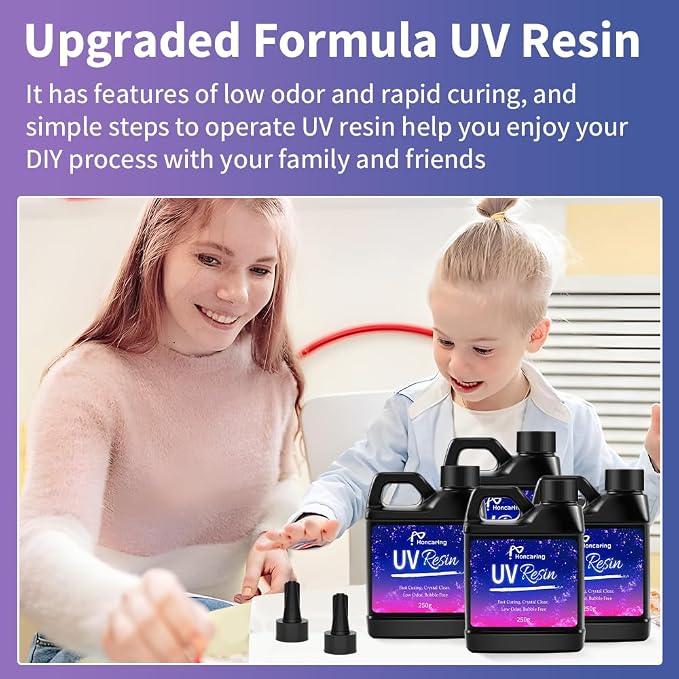 UV Resin 1000g, Hard Type Clear Beginner-Friendly Kit, Upgraded Formula & - Image 7