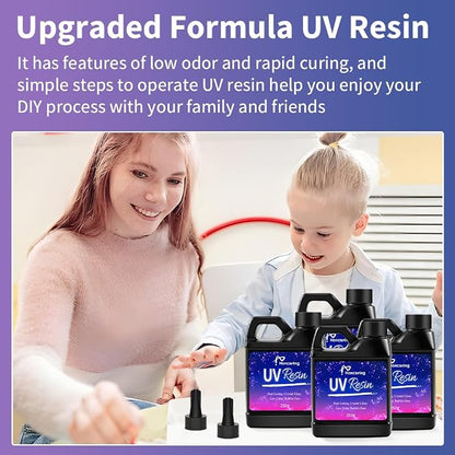 UV Resin 1000g, Hard Type Clear Beginner-Friendly Kit, Upgraded Formula & - Image 7