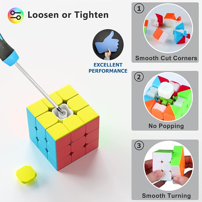 Full Size 3x3x3 Speed Cube Set, 2.2in Puzzle Party Favors Toy Stickerless Magic - Image 2