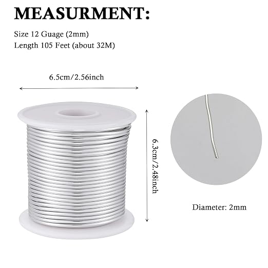 12 Gauge Sliver Aluminum Craft Wire - Image 3
