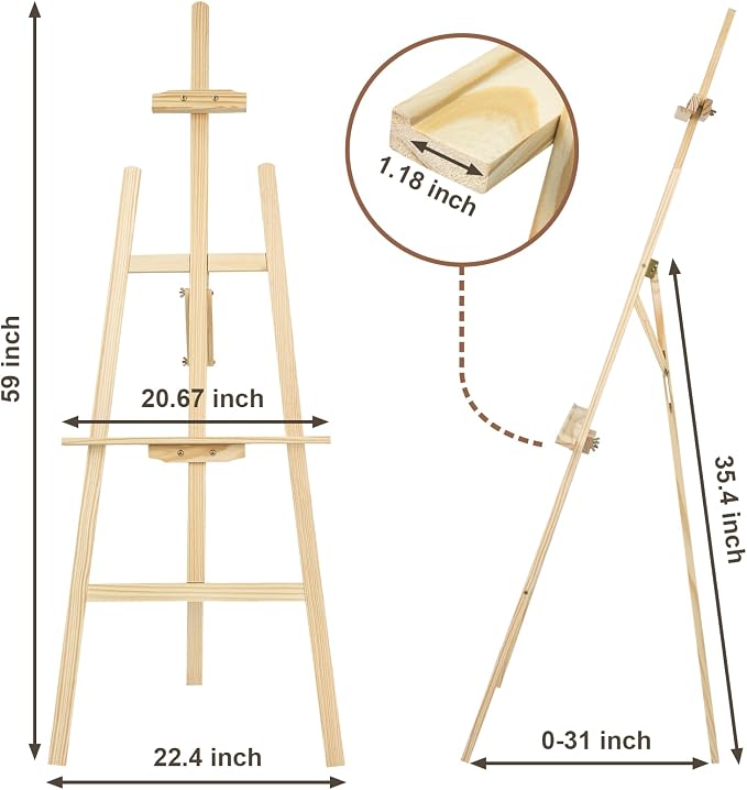 1Pcs Wooden Easel for Painting-Adjustable Easel Stand for Painting and Canvas - Image 2