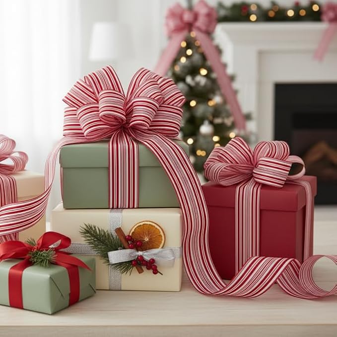 CT CRAFT LLC Red and White Stripe Wired Ribbon – 2.5" Wide x 10 Yards Long - Image 7