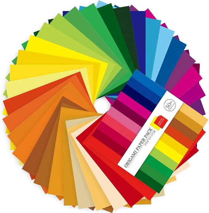 Origami Paper Kit 100 Sheets 70GSM 6 Inch Square Double Sided Color 50 Vivid - Image 2
