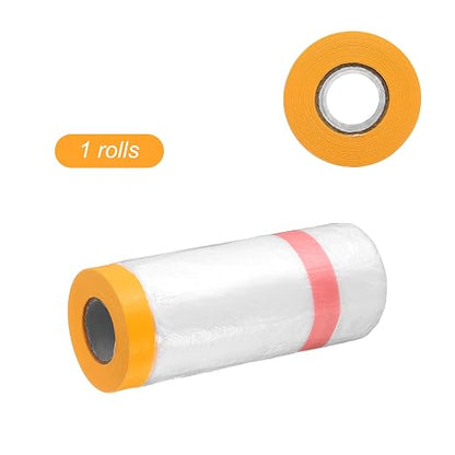 HARFINGTON Pre-Taped Masking Film 43.3" x65.6ft Double Adhesive Tape and Drape - Image 3