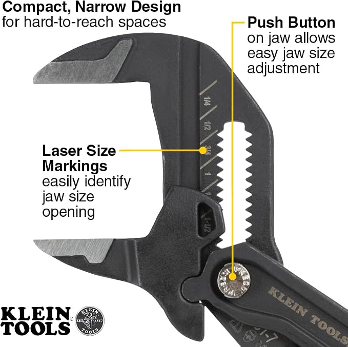 Klein Tools D53112 Compact Plier Wrench, High Leverage Multi-Use Adjustable - Image 2