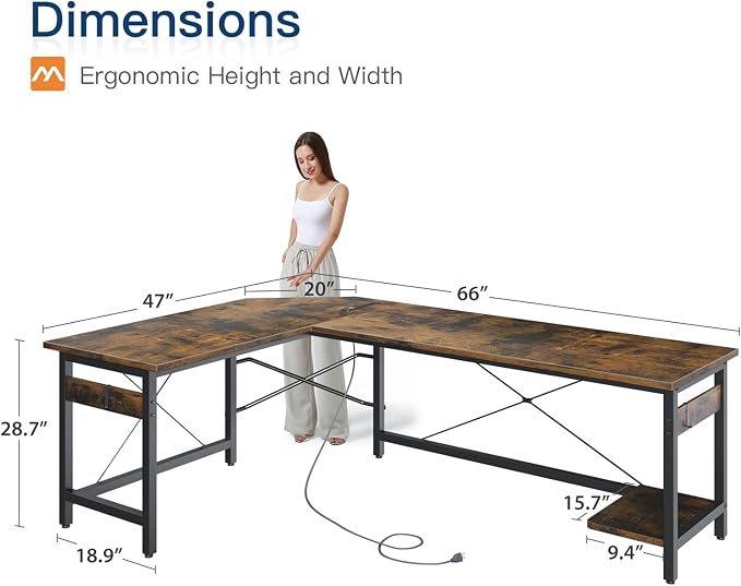Coleshome 66" L Shaped Gaming Desk - Image 3