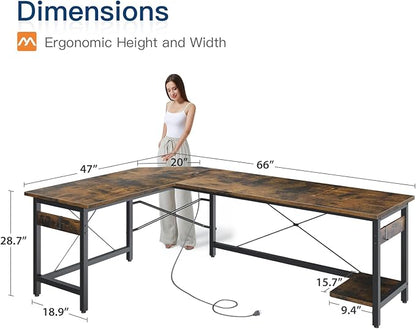 Coleshome 66" L Shaped Gaming Desk - Image 3