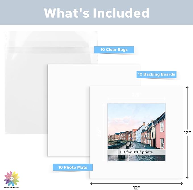 Mat Board Center, 12x12 for 8x8 White Mat Kit - Image 2