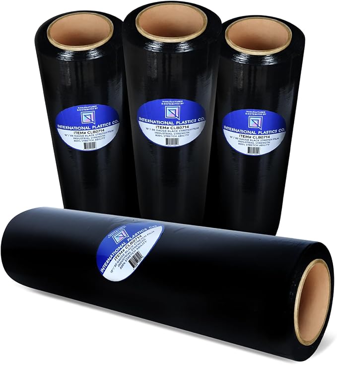 International Plastics Co. Black 18" Stretch Film/Wrap 1500 feet 7 Layers 80 by InternationalPlasticsCo