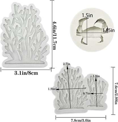 5 PCS Marine Theme Fondant Silicone Mold Seaweed Coral shell crab Shape DIY - Image 3