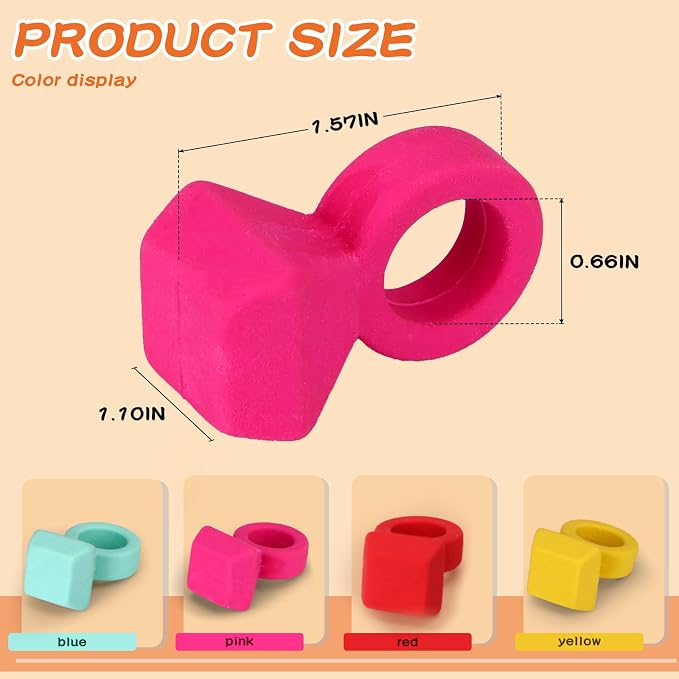 16 Pcs Eraser，Ring Erasers, 4 Assorted Colors, Funny Cute Rubber Erasers - Image 2