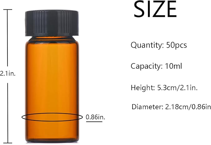10ml Amber Small Glass Vials 50pcs - Image 2