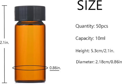 10ml Amber Small Glass Vials 50pcs - Image 2