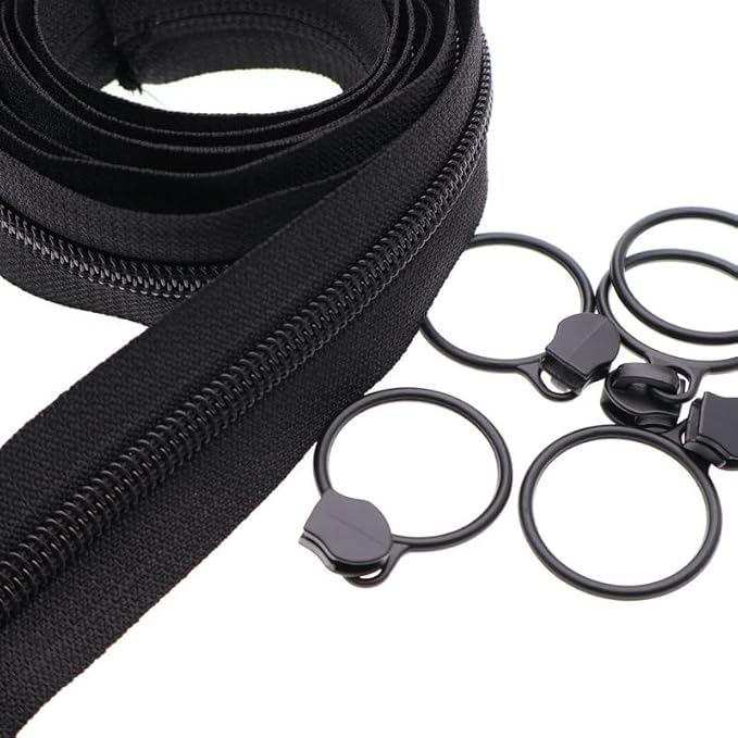 Leekayer #5 Black Nylon Coil Zippers by The Yards Bulk 10 Yards by Leekayer