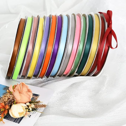TONIFUL 3/8 Inch x 100yds Dark Gold Satin Ribbon Thin Solid Fabric Ribbons Roll - Image 6