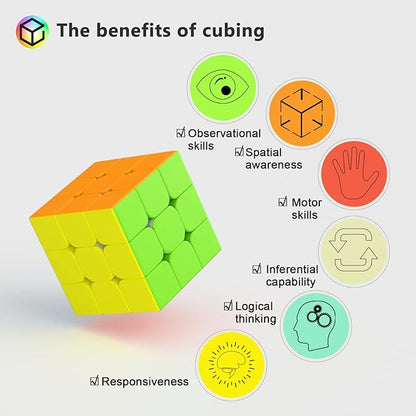Full Size 3x3x3 Speed Cube Set, 2.2in Puzzle Party Favors Toy Stickerless Magic - Image 4