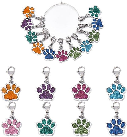 SUNNYCLUE 1 Box 16Pcs Knitting Stitch Markers Cute Pet Paw Dog Cat Paws Enamel by SUNNYCLUE