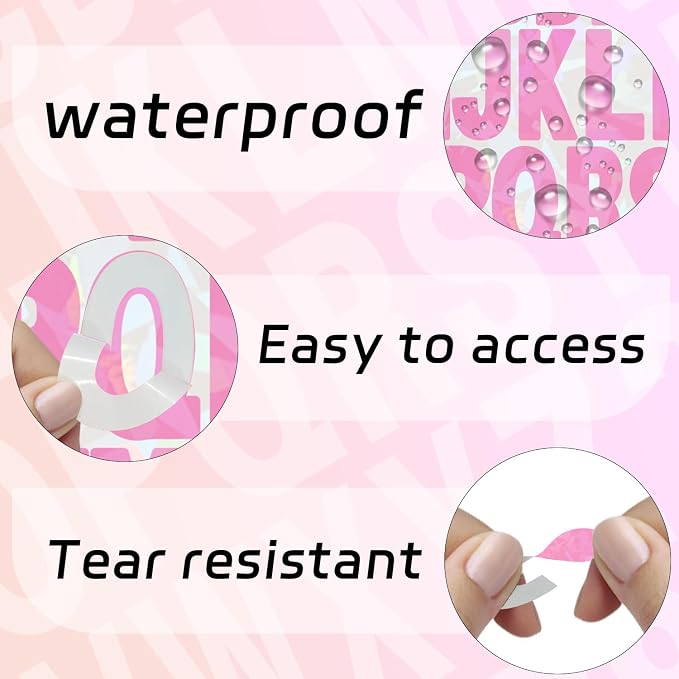 Starboling Letter Stickers, 2 inch 8 Sheets Pink Alphabet Sticker, Self - Image 3